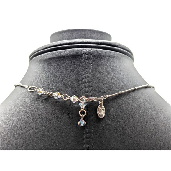 Kirks Folly AB Crystal Pendant Silver Tone Beaded Chain 16"-18" Necklace - Picture 4 of 5